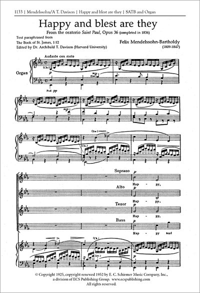 F. Mendelssohn Barth: St. Paul: Happy and Ble, GchOrg (Chpa)