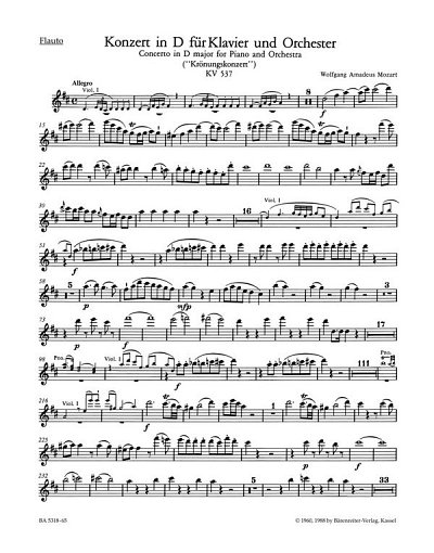 W.A. Mozart: Konzert in D-Dur Nr. 26 KV 537, KlavOrch (HARM)