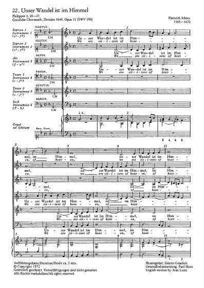 H. Schütz: Unser Wandel ist im Himmel dorisch SWV 390 (op. 11, 22) (1648)