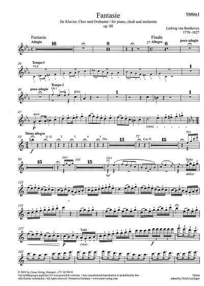 L. v. Beethoven: Fantasie op. 80, 4GesGchKlaOr (Vl1)