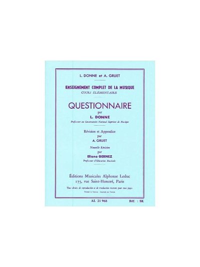 Donne Questionnaire Elementaire Teaching Material (Bu)