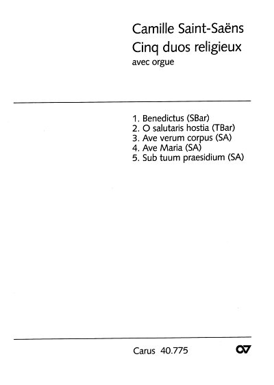 C. Saint-Saëns: Fünf Duette mit Orgel, 2GesOrg (Part.)