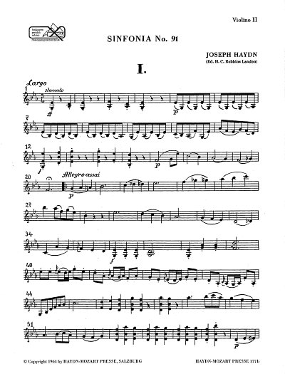J. Haydn: Sinfonia Nr. 91 Hob. I:91, Sinfo (Vl2)