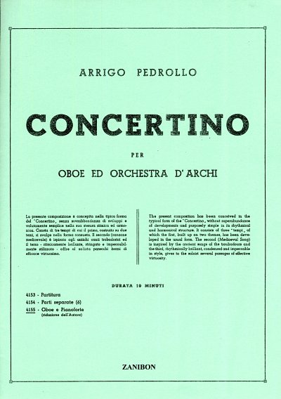 Concertino I Per Oboe E Orchestra D'Archi, ObKlav (Part.)