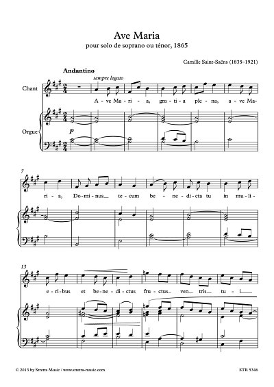 DL: C. Saint-Saens: Ave Maria pour solo de soprano ou tenor,