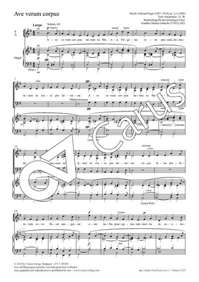 DL: E. Elgar: Ave verum corpus G-Dur op. 2,1 (2021) (Part.)