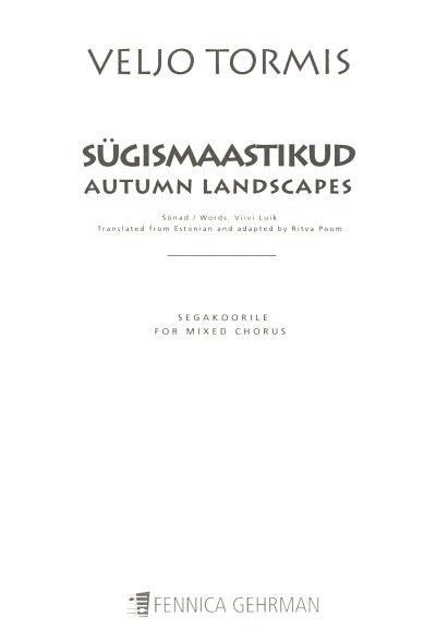 V. Tormis: Sügismaastikud (Autumn Landscapes) (Part.)