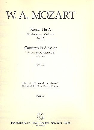 W.A. Mozart: Konzert Nr. 12 A-Dur KV 414, KlavOrch (Vl1)