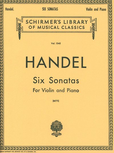 G.F. Händel: Six Sonatas, VlKlav (KlavpaSt)