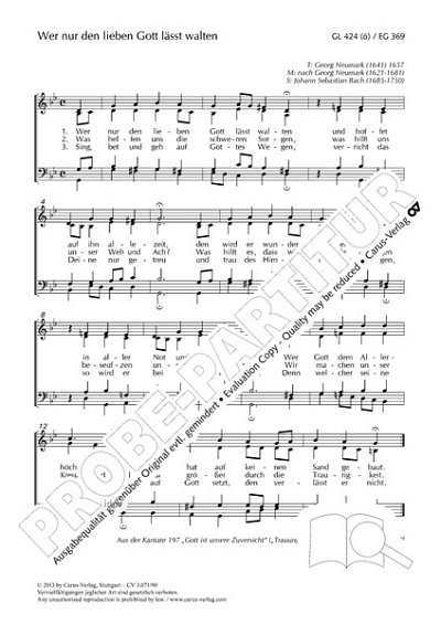 DL: J.S. Bach: Wer nur den lieben Gott lässt walte, GCh4 (Pa