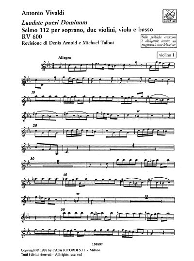 A. Vivaldi: Laudate pueri RV 600, GesStr (OStsatz)