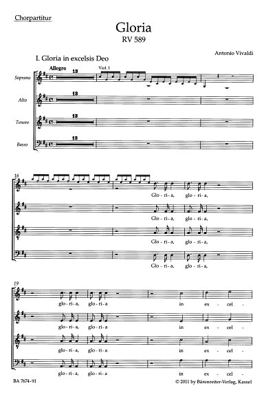 A. Vivaldi: Gloria RV 589, 3GesGchOrBc (Chpa)