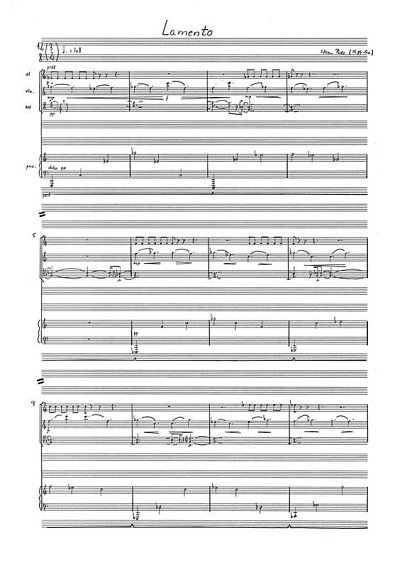 Lamento For Piano Quartet (Score)