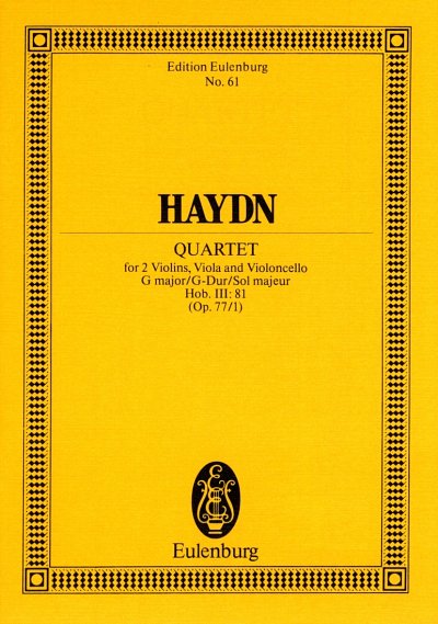 J. Haydn: Quartett G-Dur Op 77/1 Hob 3/81 Eulenburg Studienp