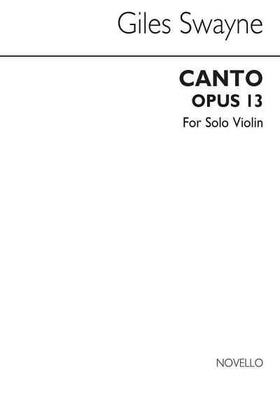 G. Swayne: Canto Op.31 For Violin, Viol