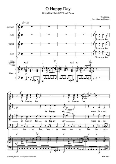 DL: O Happy Day Gospel / bearbeitet fuer Chor und Klavier