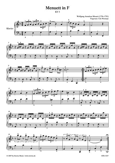 DL: W.A. Mozart: Menuett in F KV 5