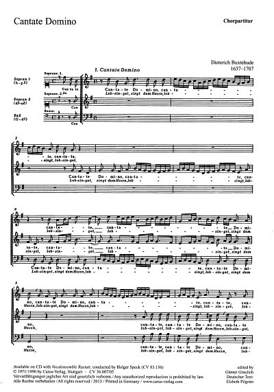 D. Buxtehude: Cantate Domino BuxWV 12, 3GesBc (Chpa)