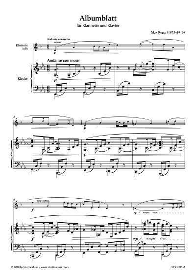DL: M. Reger: Albumblatt fuer Klarinette und Klavier