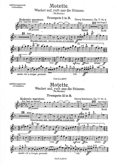 G. Schumann: Choral-Motetten op. 71, gemischter Chor, Blaese