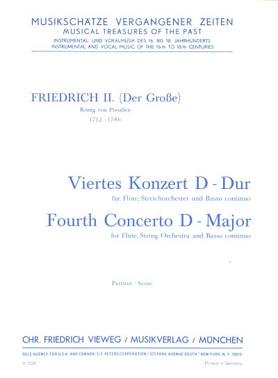 Fr. d. Große: Konzert Nr. 4 D-Dur, FlStrBc (Part.)