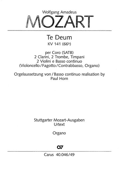 W.A. Mozart: Te Deum C-Dur KV 141(66b), GchOrch (Org)