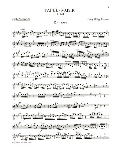 G.P. Telemann: Konzert A-Dur für Flöte, Violine, Streicher und Basso continuo