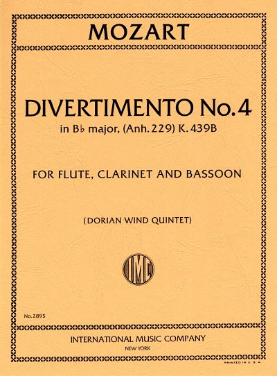 W.A. Mozart: Divertimento K 439b (Anh 419) N.4 Sib (Dor (Bu)