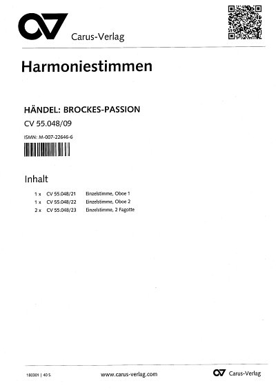 G.F. Haendel: Brockes-Passion HWV 48