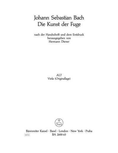 J.S. Bach: Die Kunst der Fuge BWV 1080, Va (Vla)