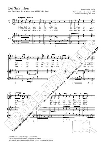 DL: M. Haydn: Das Grab ist leer B-Dur (Part.)