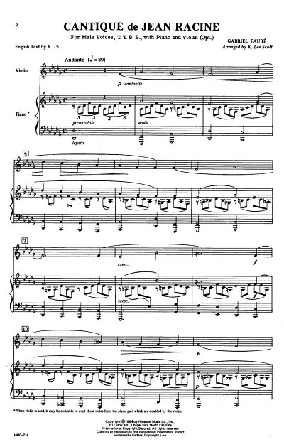 G. Fauré: Cantique De Jean Racine (Chpa)