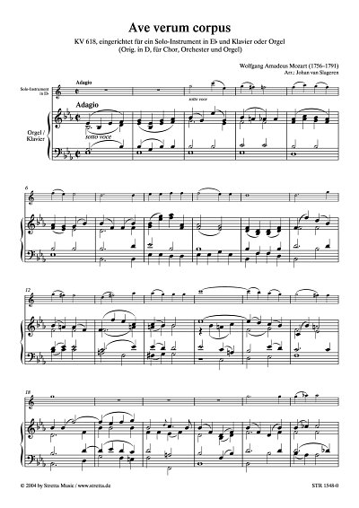 DL: W.A. Mozart: Ave verum corpus, Melodieinstrument (Es), O