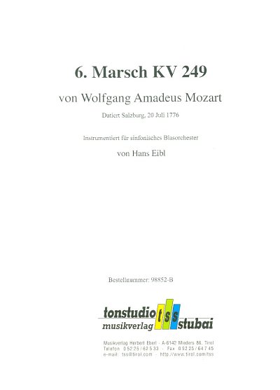 W.A. Mozart: 6. Marsch KV 249, Blaso (Pa+St)