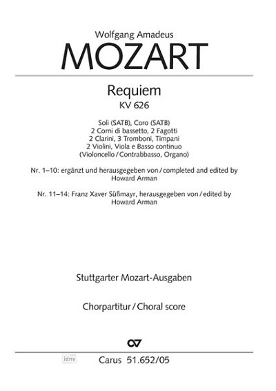 W.A. Mozart: Requiem d-Moll KV 626, 5GesGchOrch (Chpa)