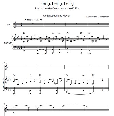 DL: F. Schubert: Heilig, heilig, heilig, SaxKlav (Par2St)