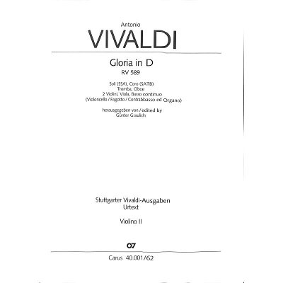 A. Vivaldi: Gloria in D. Revised edition, 3GesGchOrBc (Vl2)