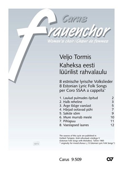 V. Tormis: 8 estnische lyrische Volkslieder
