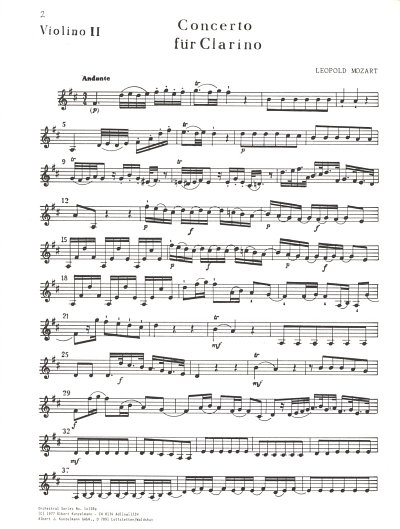 L. Mozart: Konzert für Trompete D-Dur (Vl2)