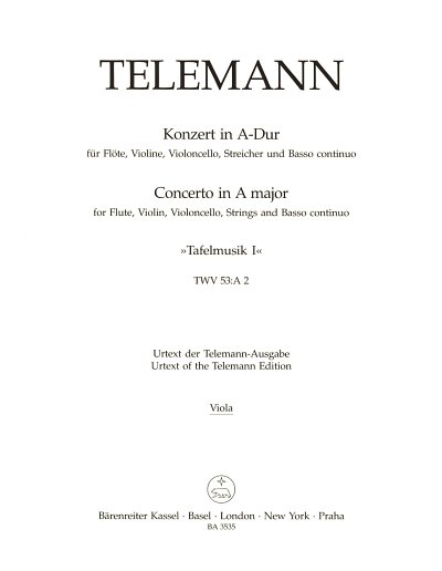 G.P. Telemann: Konzert A-Dur für Flöte, Violine, Streicher und Basso continuo
