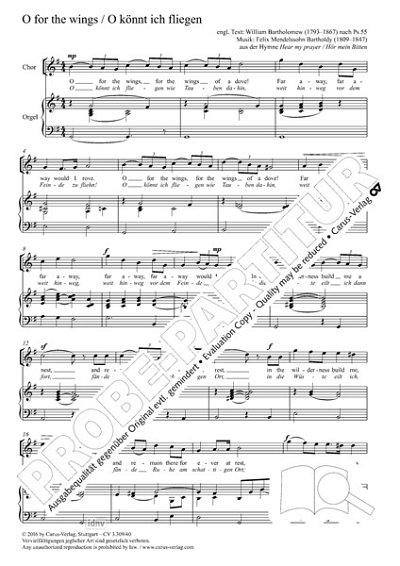 DL: F. Mendelssohn Barth: O for the wings / O könnt ich  (Pa