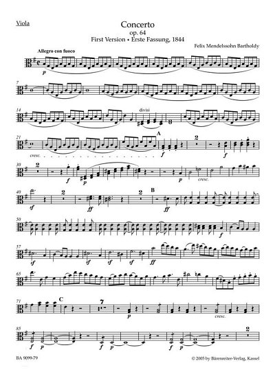 F. Mendelssohn Barth: Konzert für Violine und , VlOrch (Vla)