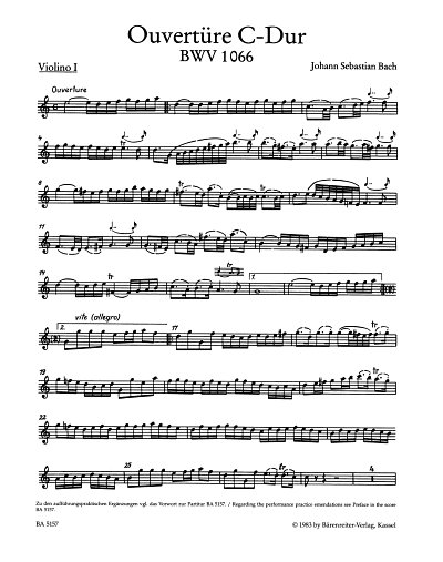 J.S. Bach: Ouvertüre (Orchestersuite) C-Dur BWV, Sinfo (Vl1)