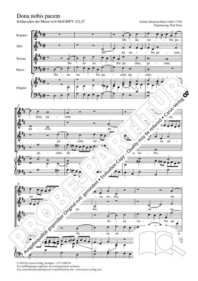 DL: J.S. Bach: Dona nobis pacem D-Dur BWV 232,26, GchOrg (Pa