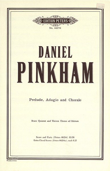 D. Pinkham: Prelude Adagio + Choral