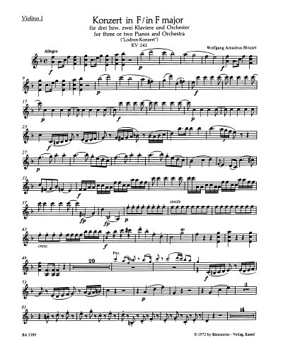 W.A. Mozart: Konzert Nr. 7 F-Dur KV 242 