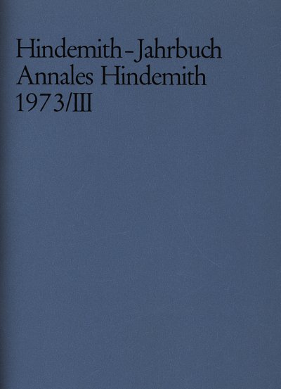 P. Hindemith: Hindemith-Jahrbuch 3 (Bu)
