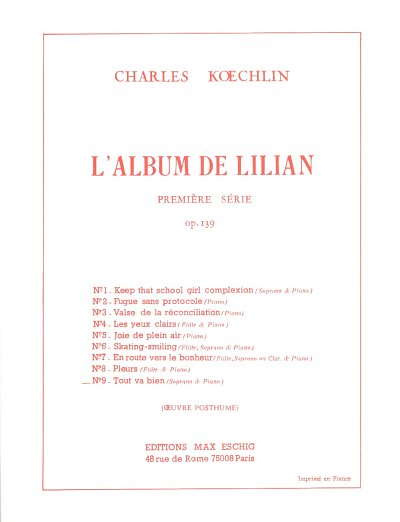 C. Koechlin: Album Lilian 1S N 9 Tout Va Bien Cht-P, GesKlav