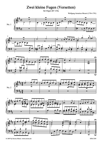 DL: W.A. Mozart: Zwei kleine Fugen (Versetten) KV 154a