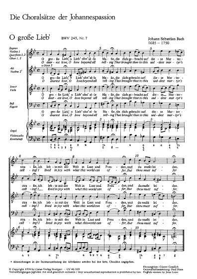 J.S. Bach: Bach: Die Choralsaetze der Johannespassion (Part.
